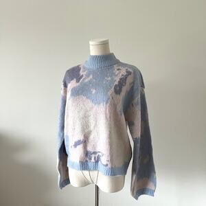 Pieces Baby Blue XS High Mock Neck Knit Sweater Soft Y2K
